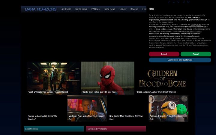 Screenshot of darkhorizons.com