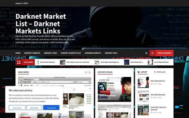 Captura de pantalla de darkmarketlist.info