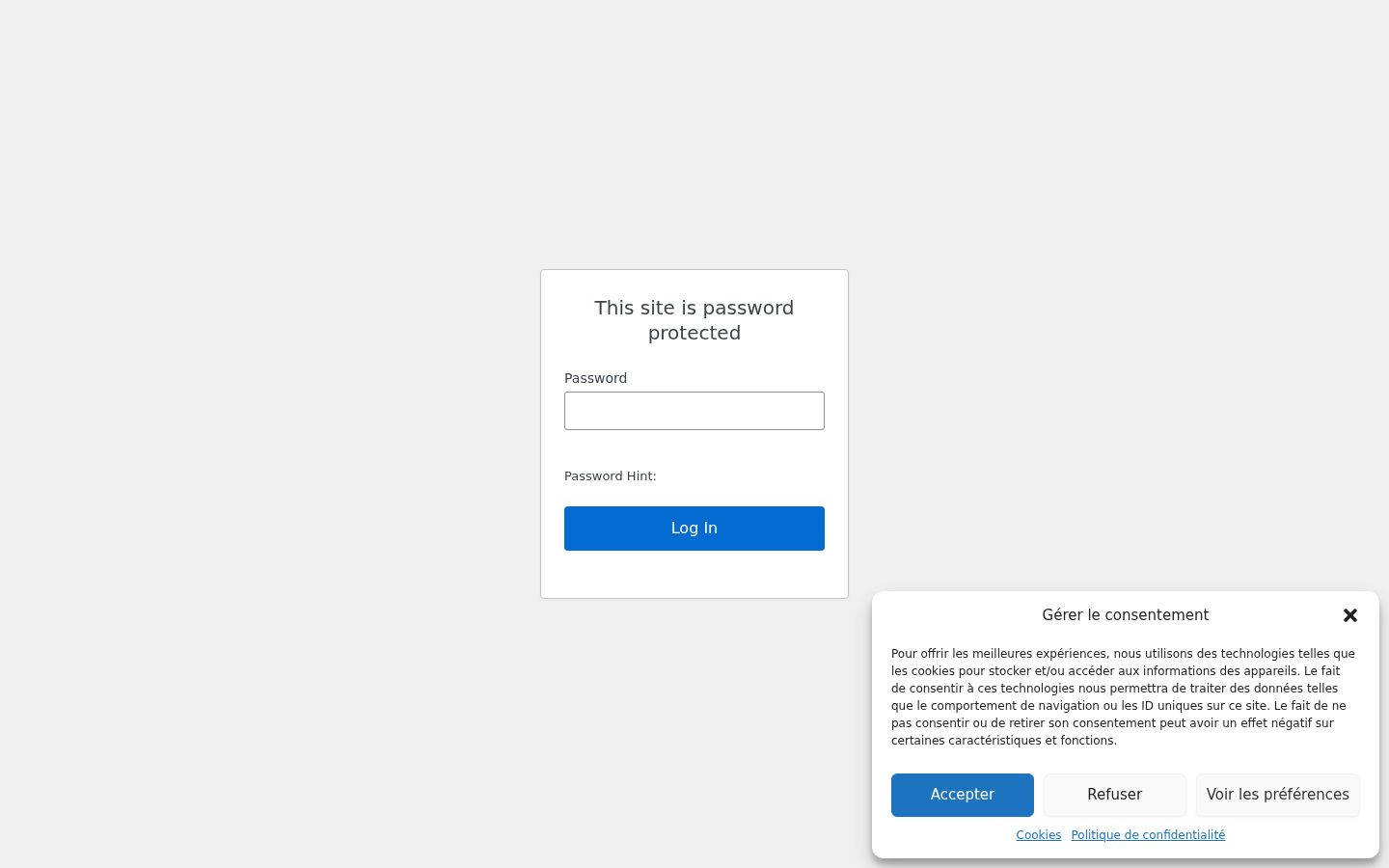 Capture d'écran de la bannière de consentement affichée avant toute interaction