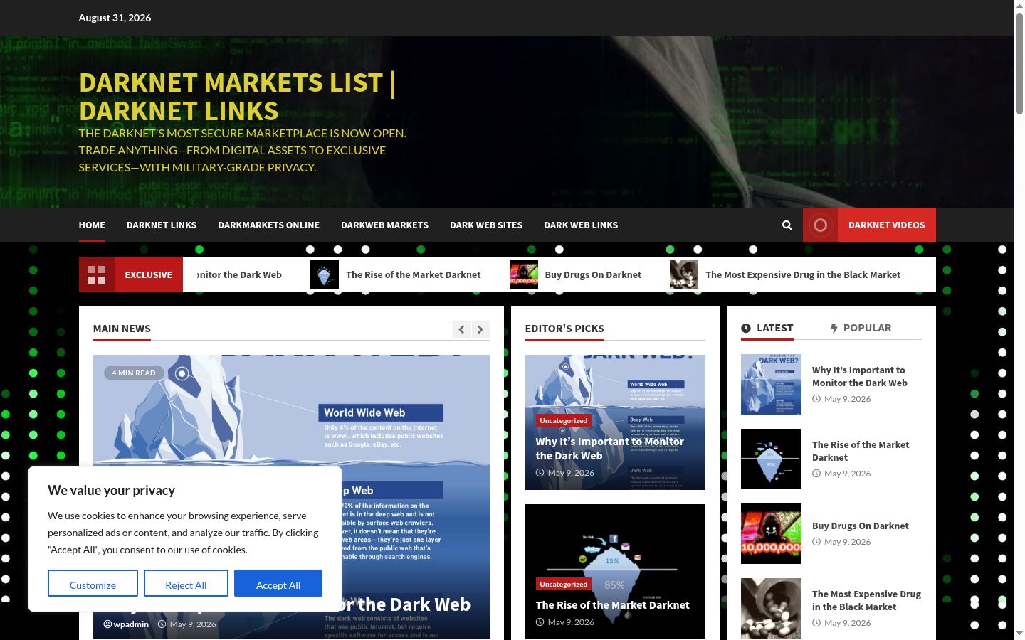 Screenshot of the consent banner shown before any interaction