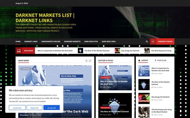 Captura de pantalla de darknetmarketlist.info