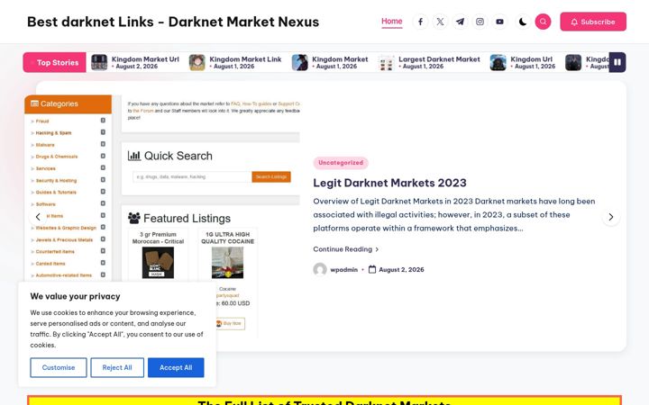 Screenshot of darknetmarketnexus.com