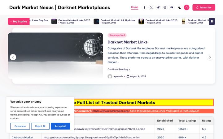 Screenshot di darknetmarketnexus.org