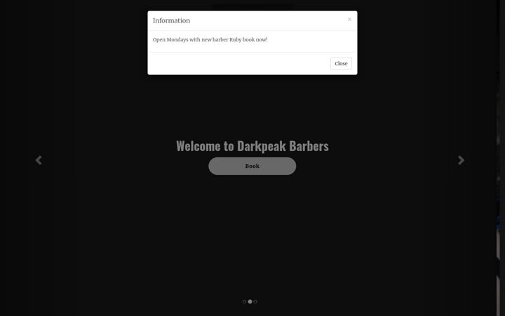 Screenshot of darkpeakbarbers.com