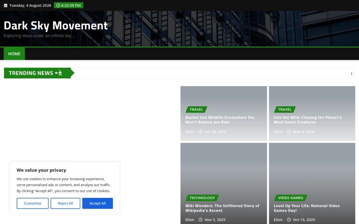 Screenshot di darkskymovement.org