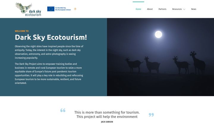 Kuvakaappaus sivustosta darkskytourism.eu