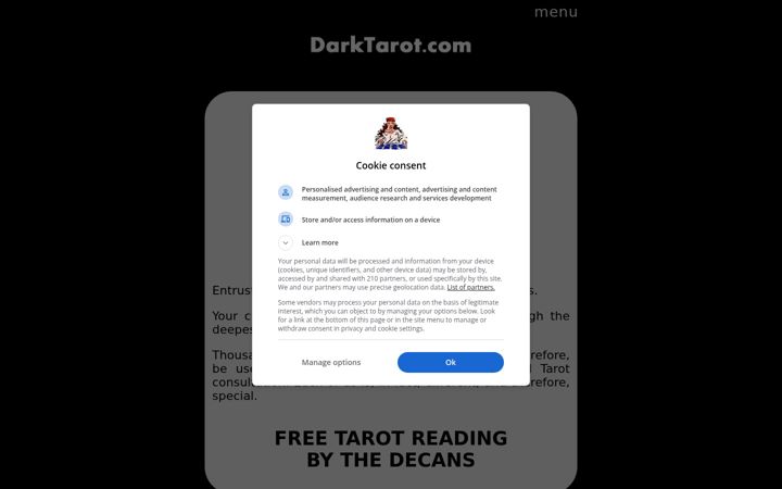 Screenshot of darktarot.com