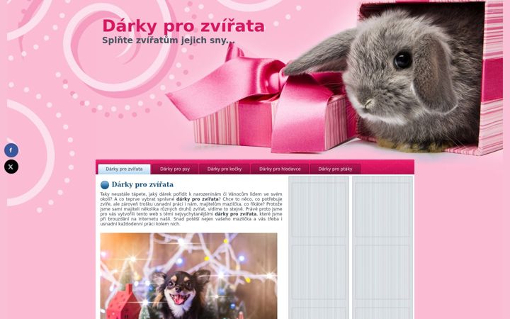 Екранна снимка на darkyprozvirata.cz