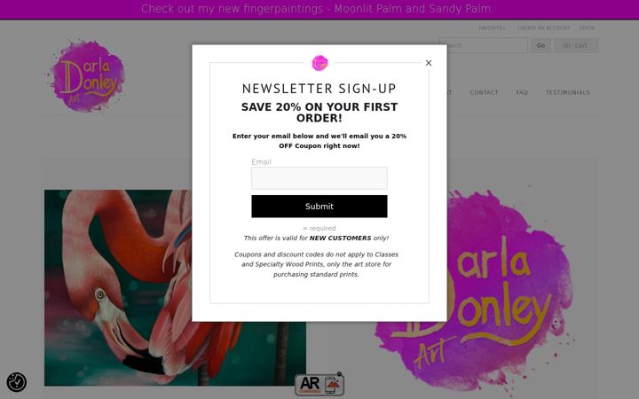 Screenshot of darladonleyart.com