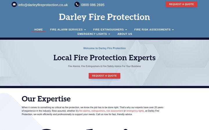 Screenshot of darleyfireprotection.co.uk