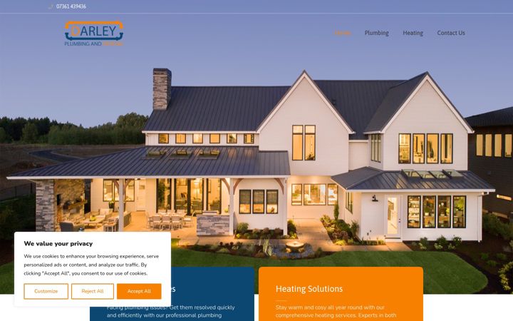 Screenshot of darleyplumbingandheating.com