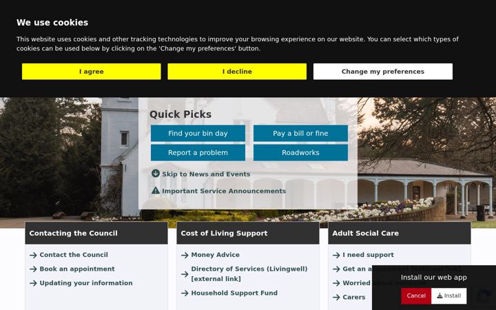 Screenshot of darlington.gov.uk