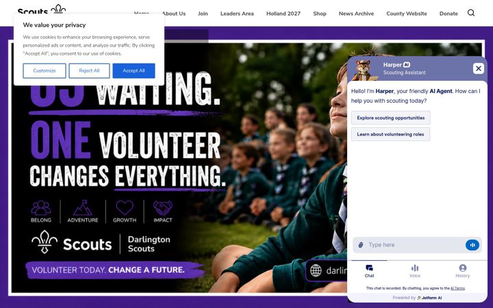 Screenshot of darlingtonscouts.org.uk