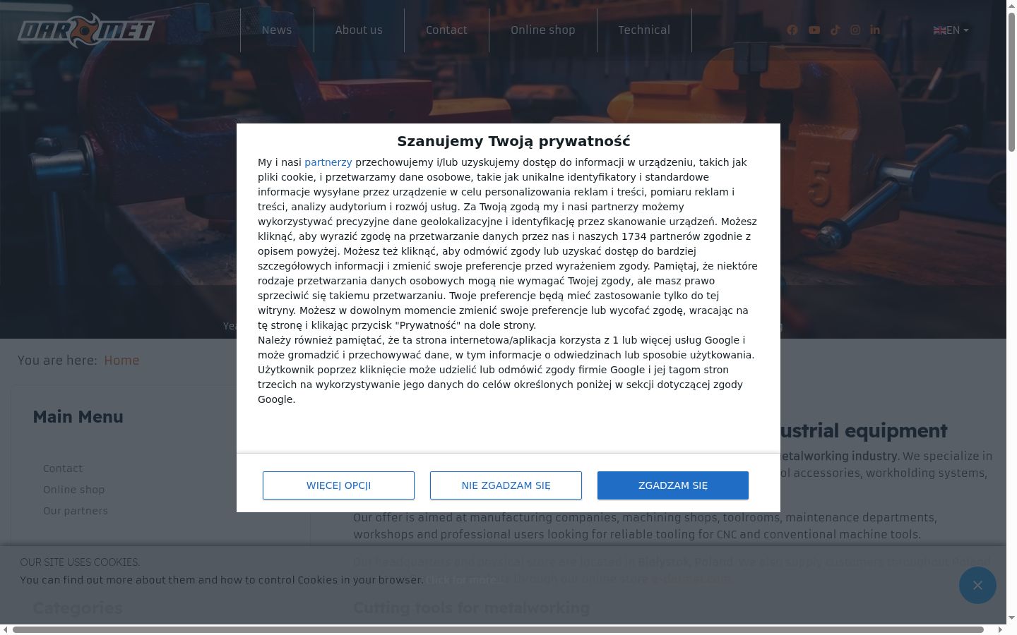 Screenshot del banner di consenso mostrato prima di qualsiasi interazione