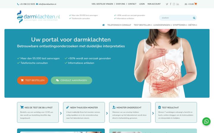 Ekrano kopija darmklachten.nl