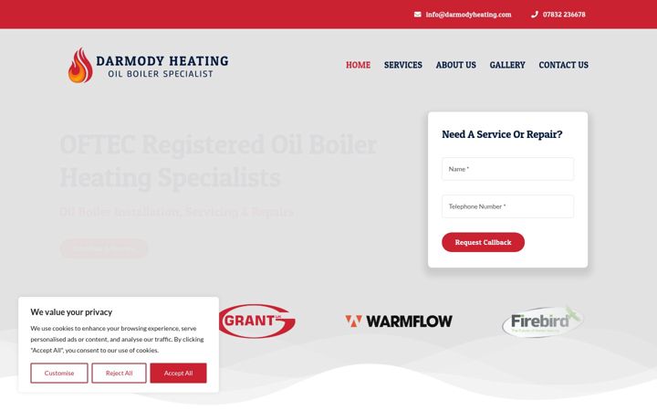 Screenshot of darmodyheating.com