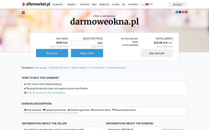 Posnetek zaslona darmoweokna.pl