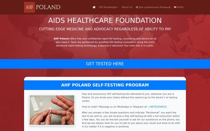 Screenshot of darmowytestnahiv.pl
