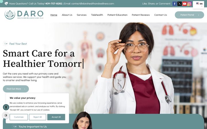 Screenshot of darohealthandwellness.com