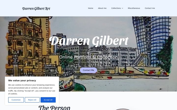 Screenshot of darrengilbertart.com