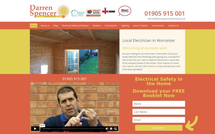 Screenshot of darrenspencerelectrical.co.uk