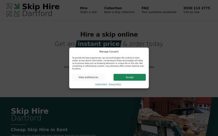 Screenshot of dartford-skiphire.co.uk
