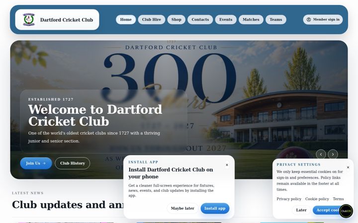 Captura de ecrã de dartfordcc.co.uk