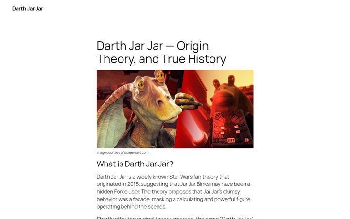 Screenshot di darthjarjar.com