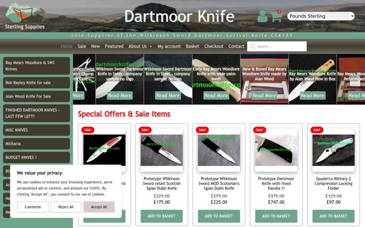 Screenshot of dartmoorknife.co.uk