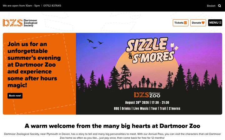 Screenshot of dartmoorzoo.org.uk