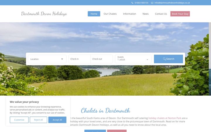 Screenshot of dartmouthdevonholidays.co.uk