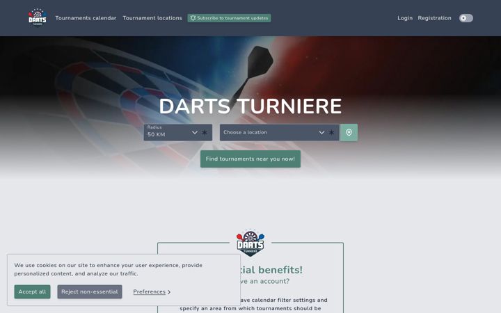 Screenshot of darts-turniere.de