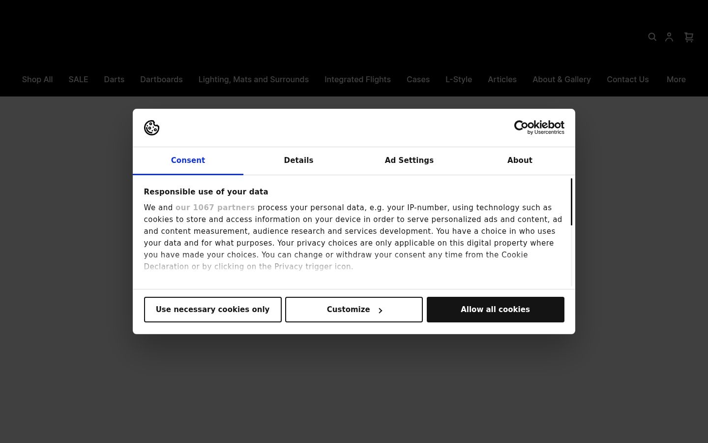 Captura de ecrã do banner de consentimento apresentado antes de qualquer interação