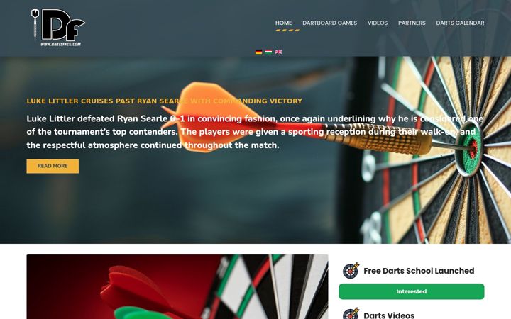 Screenshot of dartsface.com
