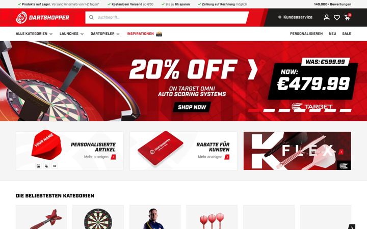 Snímek obrazovky dartshopper.de