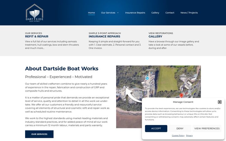 Screenshot of dartsideboatworks.co.uk