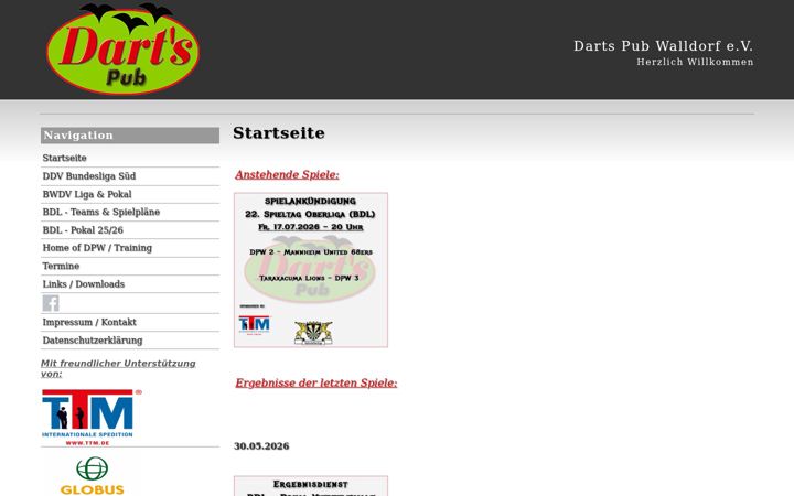 Screenshot of dartspub.de