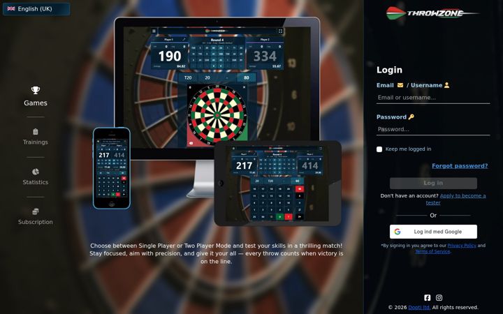 Screenshot of dartsthrowzone.com