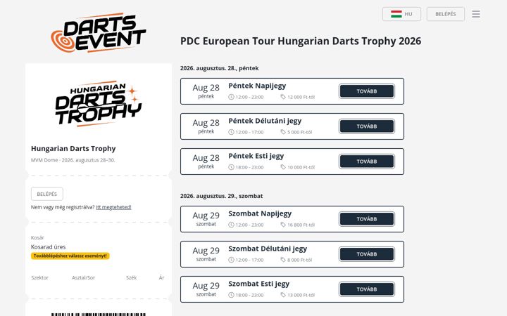 Screenshot of dartsticket.com