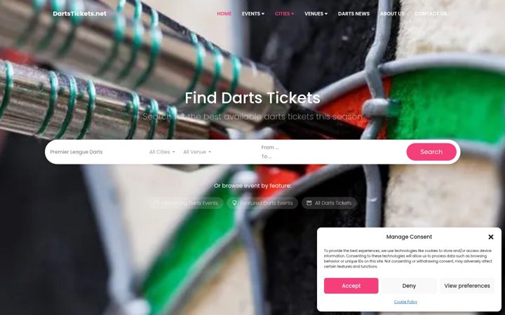 Screenshot of dartstickets.net
