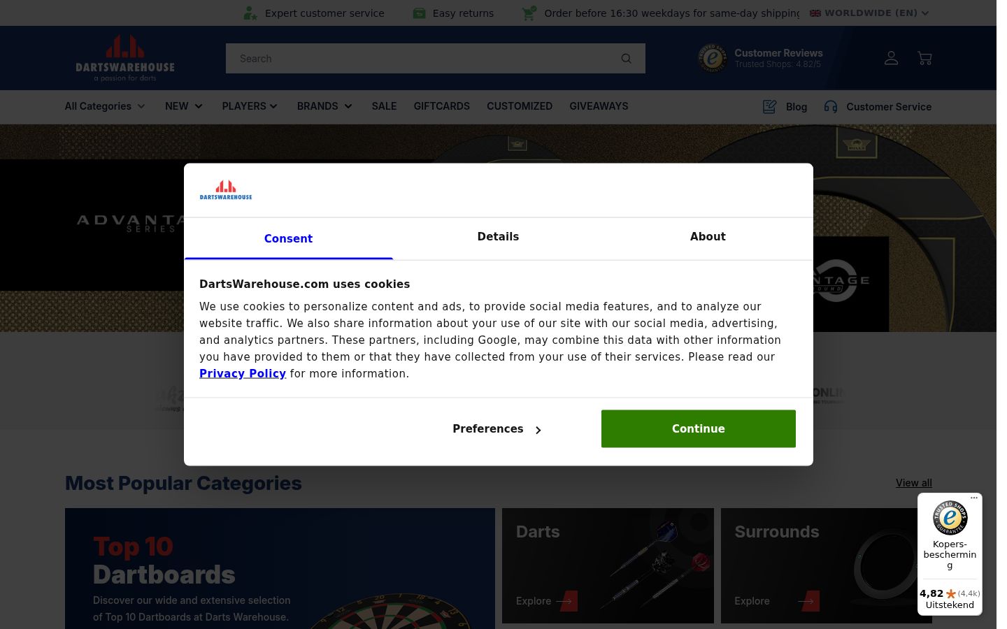 Zrzut ekranu banera zgody wyświetlanego przed jakąkolwiek interakcją