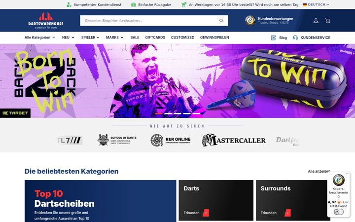 Screenshot of dartswarehouse.de