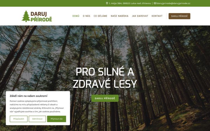 Екранна снимка на darujprirode.cz