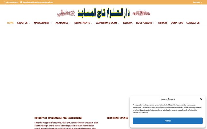 Ekrānuzņēmums no darululoomtajulmasajid.in