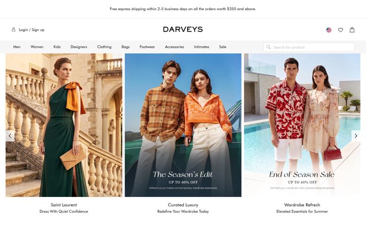 Screenshot of darveys.com