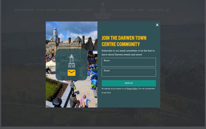 Screenshot of darwentowncentre.co.uk