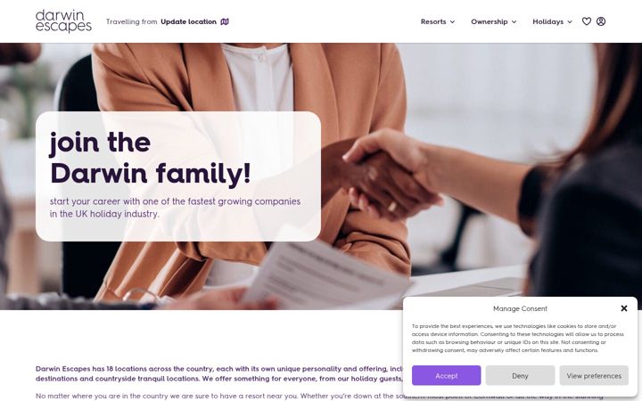 Screenshot of darwinescapescareers.co.uk