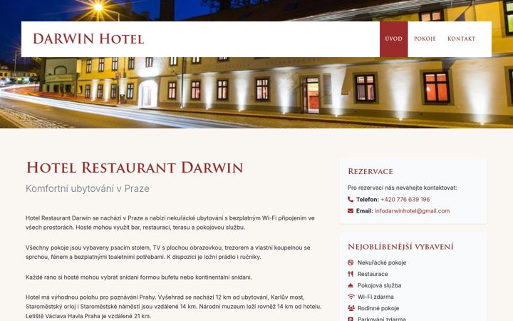 Екранна снимка на darwinhotel.cz