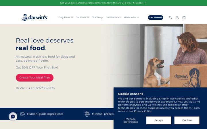 Screenshot of darwinspet.com