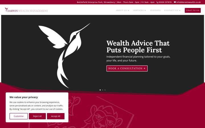 Ekrānuzņēmums no darwinwealth.co.uk